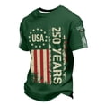 thumbnail image 1 of 250 Anniversary Usa T Shirt for Men Usa Flag Print Waffle Short Sleeve Crew Neck T-Shirt Patriotic Moisture Wicking Classic Fit Comfy Home Wear Tshirt, Dark Green, #01 Dark Green, 1 of 4