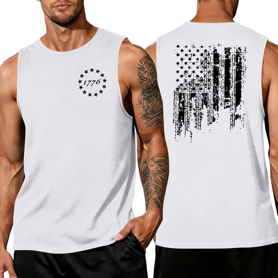 250 Anniversary Usa Tank Tops for Men Sleeveless Crew Neck American ...