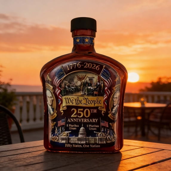 250 Anniversary Whiskey Bottle, 250th Heritage Commemorative Glass Whiskey Bottle, Declaration of Independence Printed Liquor Bottle for Scotch Bourbon or Wine, Father's Day & Patriotic Gift