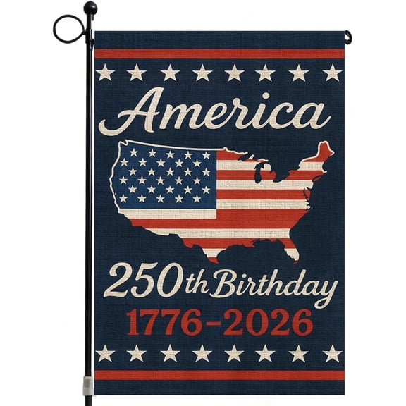 250 Anniversary usa Garden Flag 12x18 Double Sided, 1776-2026 USA 250th Anniversary Patriotic Yard Decor Vintage US Map Flag