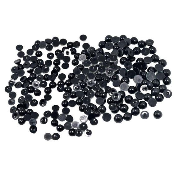 250 Black Half Round Bead 8/10mm ABS Flatback Pearl For DIY Nail Art Jewelry
