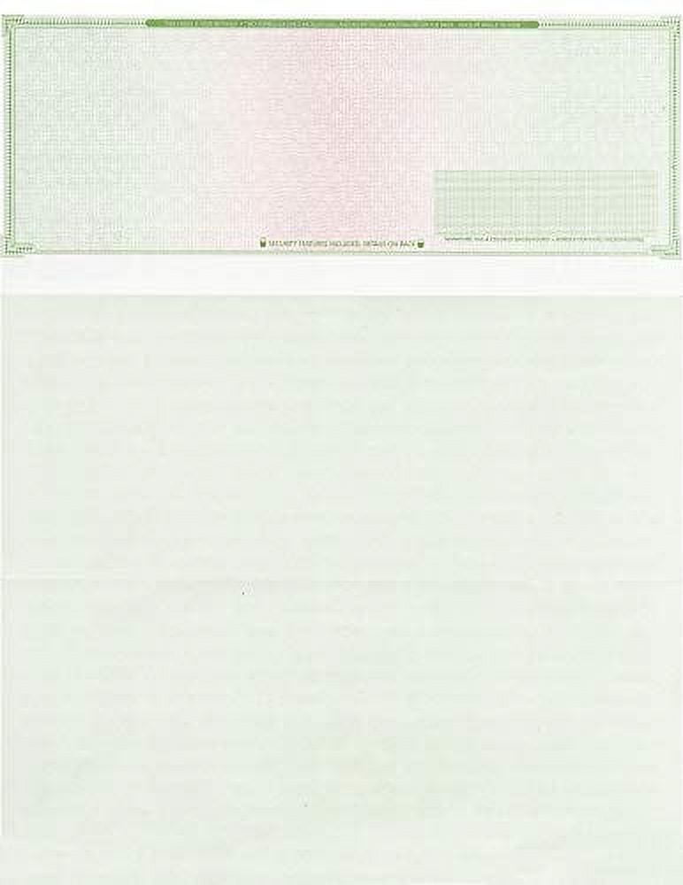 250 Blank Check Stock Check On Top Mazed Paper Weight 70"High Security" Green/Red Mazed