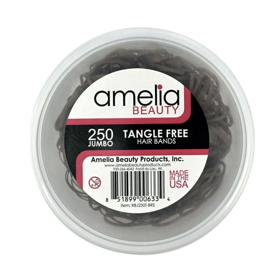 250, Brown, Tangle Free, Jumbo, Bands for Pony Tails and Braids