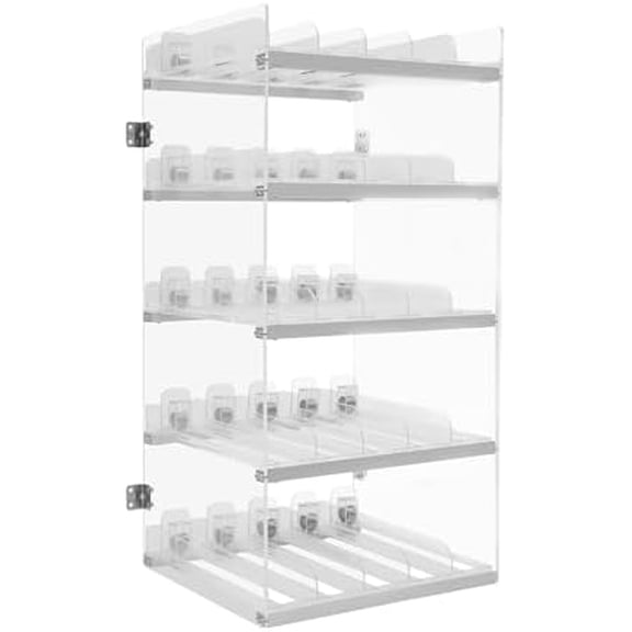 250-Capacity Cigarette Display Stand - 5-Tier Acrylic Countertop/Wall-Mount Tobacco Displays Rack with Auto-Pusher, Cigarette Display Holder for Convenience Stores, Gas Stations, Smoke Shops