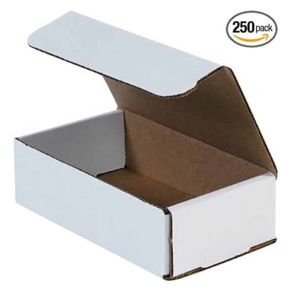250 Case 7x4x2 White Corrugated Mailer Boxes Literature Mailing Packaging Recyclable Storage Box Eco-Friendly Packing Cartons