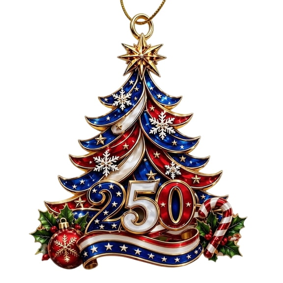 250 Christmas Ornaments, 250 Anniversary USA Merchandise, Christmas Alloy Ornament 2026, United States 250th Anniversary Decor, America 250 Years Patriotic Home Decor, 17762026 Commemorative Gift