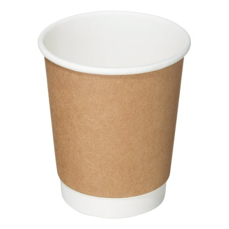 [250 Count] 8 oz Disposable Double Wall Paper Coffee Cups - Insulated Disposable Coffee Cups Sleeves attached - Bio Degradable Eco Friendly Hot Beverage Cups, Takeout, To Go, Coffee Shop, Wholesale