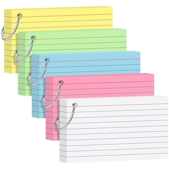 250 Count Index Cards 3x5 Inch Heavyweight Colored Flash Cards with Ring Study Flashcards Note Cards for Studying School College Supplies