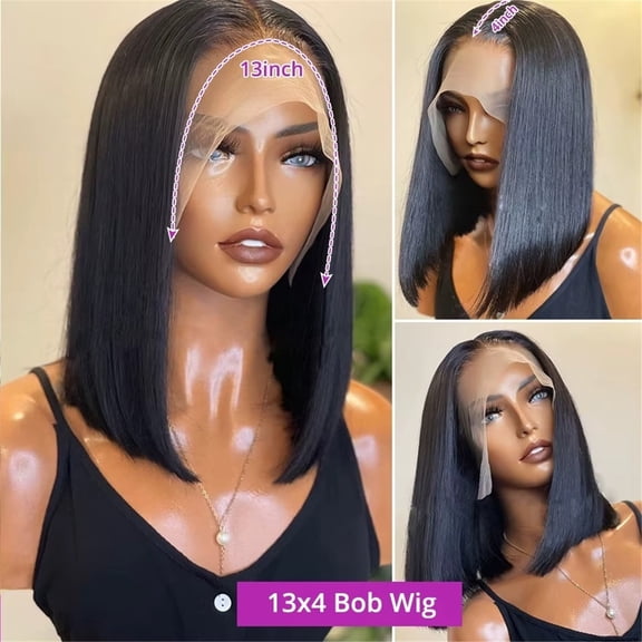 250 Density 13x4 HD Lace Frontal Wigs Short Bob Straight Human Hair Wig Pre Plucked