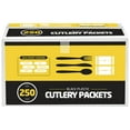 250 Disposable Cutlery Packets - Knife, Fork, Spoon, Napkin, Salt ...