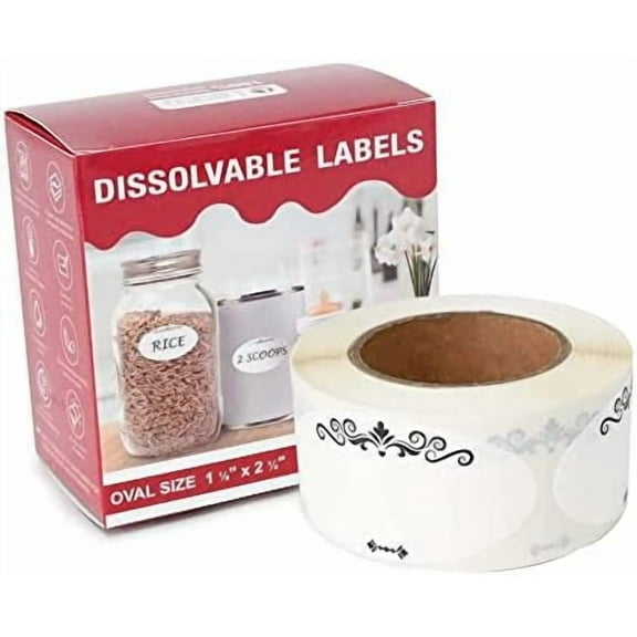 250 Dissolvable Food Labels,1 1/8x2 1/4 in Ball Dissolvable Canning Labels for Mason Jars,No Residue