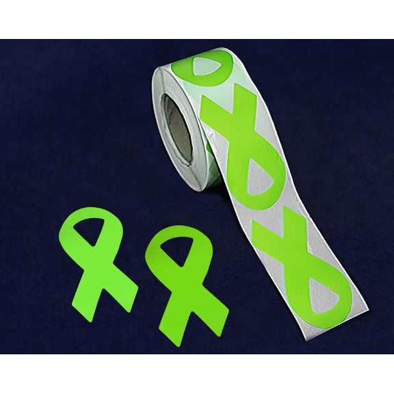Large Lime Green Ribbon Stickers (250 per Roll)