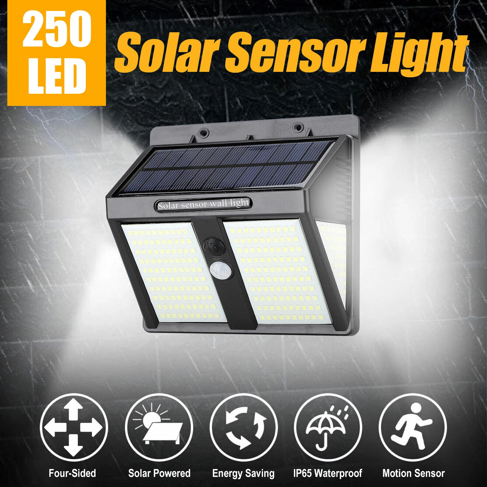 250 Led Solar Motion Sensor Lights Outdoor Garden Security Wall Lamp Floodlight