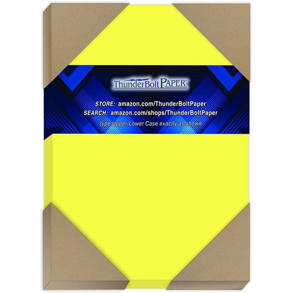 250 Neon Yellow Fluorescent Color Cardstock - 5" X 7" (5X7 Inches) Photo|Card|Frame Size - 65# lb/Pound Light Card Weight Cover Paper - Quality Printable Smooth Surface Sheets