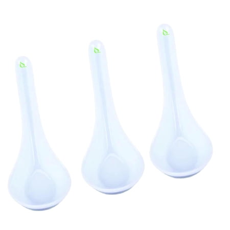 [250 PACK] Disposable Dining Asian Soup Spoons - White Plastic Chinese Soup Spoons for Ramen, Pho, Clear, Appetizer, 4.5 x 1.2 Inches by EcoQuality