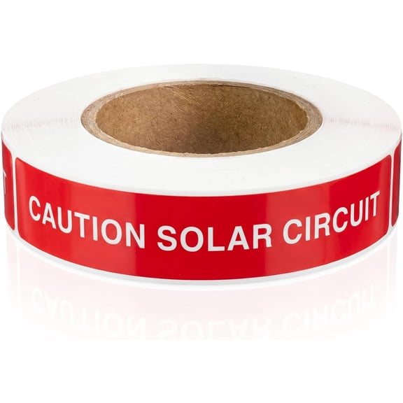 250 PCS Caution Solar Circuit Stickers - PV Photovoltaic System Safety Stickers Vinyl Labels Roll for Solar Installers, Code Compliant