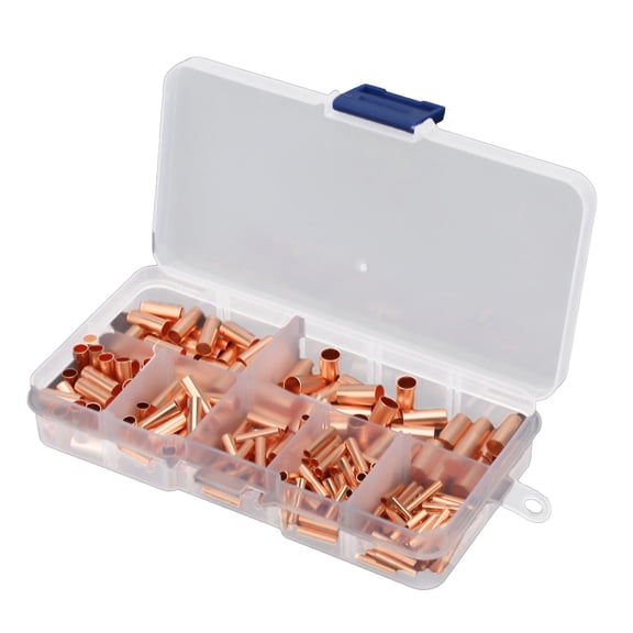 250 PCS Red Copper Connecting Tube, GT1-6mm Intermediate Wire Joint Tube Connector for Electric Cable