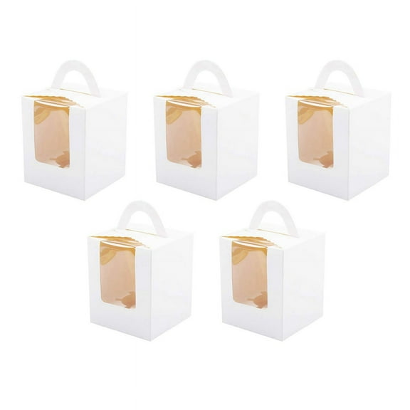 250 PCS Single Cupcake Boxes White Individual Cupcake Carrier Holders with Window Inserts for Bakery Wrapping Packaging