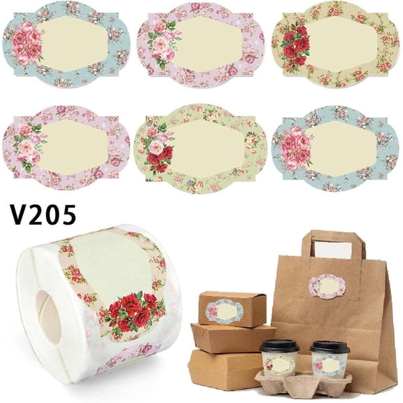 250 PCS Vintage Floral Labels Roll Retro Flowers Decals for Art Projects
