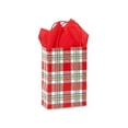 thumbnail image 1 of 250 PK, Christmas Plaid Paper Shopping Bags, Rose 5.5 x 3.25 x 8.5" For Party, Holiday & Events, Made In USA, 1 of 1