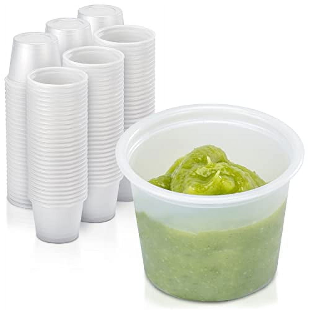 1oz 25ml 50x Small Plastic Sauce Cups Food Storage Containers Clear Boxes