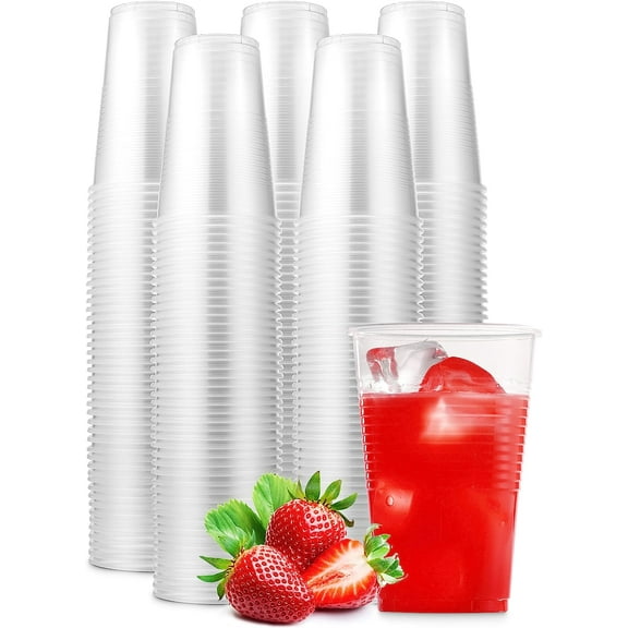 250 Pack 16 Oz Clear Plastic Cups, Disposable Drinking Cups, Plastic Party Cups, Transparent Plastic Cups Bulk for Birthday Parties, Picnics, Ceremonies, and All Events