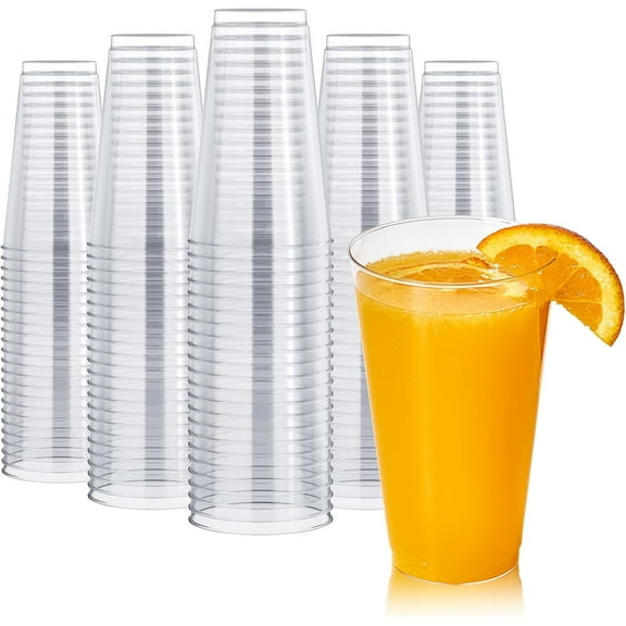 250 Pack 16 oz Clear Plastic Cups, Heavy-Duty Disposable Party Cups for Thanksgiving, Halloween & Christmas