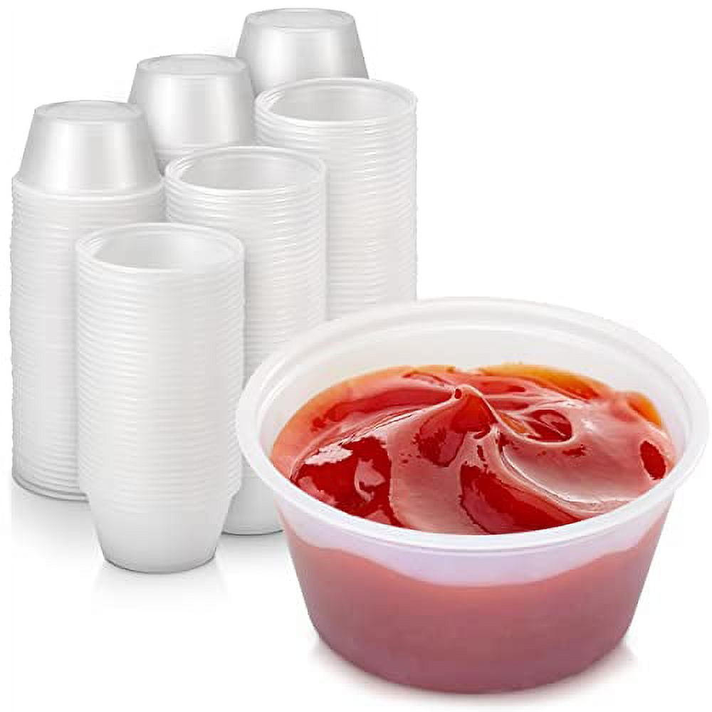 200 Sets - 2 oz. Small Plastic Containers with Lids, Jello Shot Cups, Condiment  Cups, 2oz Dipping Sauce & Salad Dressing Container, Disposable Mini Plastic  Portion Souffle Cups Ramekins, Pudding Cup 2 Ounce