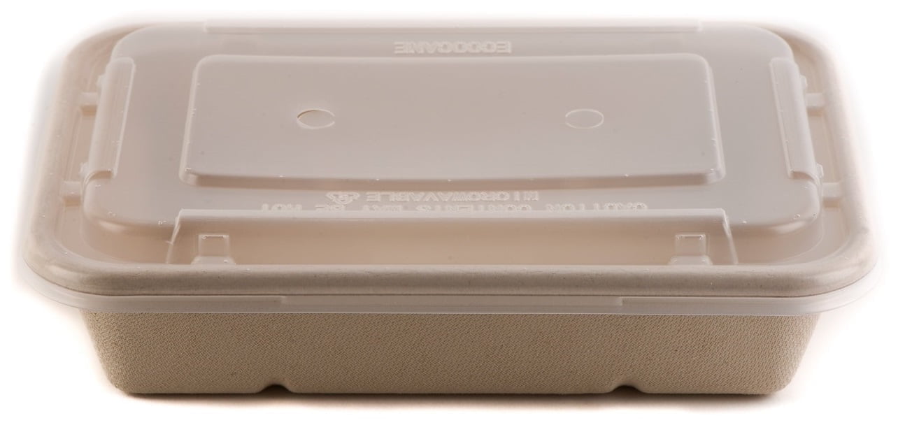 [250 Pack] 34oz Compostable Eco Friendly Container Trays with Lids ...