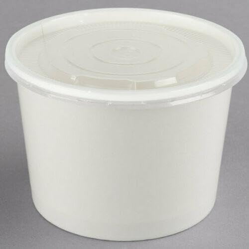 [250 Pack 96mm White Paper Deli Containers and PP clear Plastic Lids ...