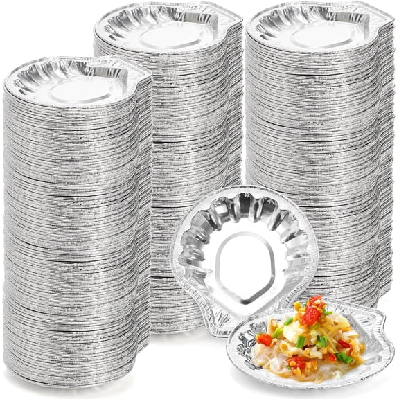 250 Pack Aluminum Foil Clam Shells, Disposable Food Shell Pans Grillable Oyster Shells Baking Dish Pie Tins Plate for Serving All Types of Clam Pies Oyster Scallop Crab