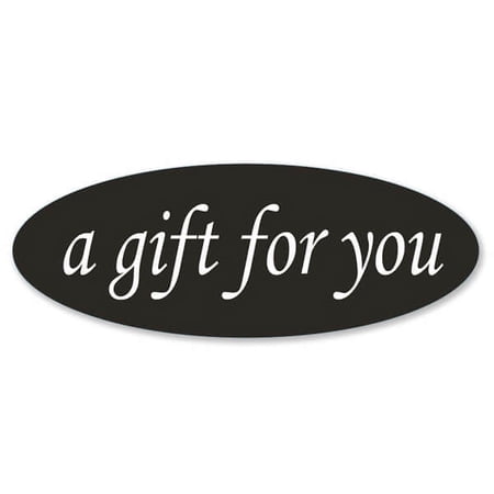 250 Pack, Black A Gift for You Seals, Oval 2-1/2X15/16 for Food Packaging, Made in USA