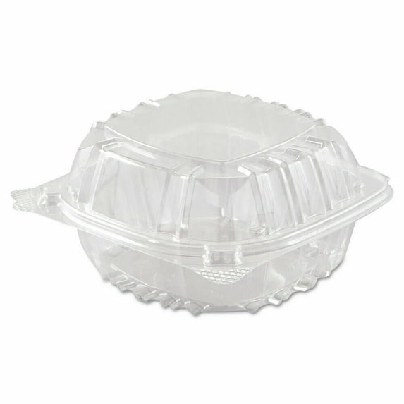 250 Pack Dart C57PST1 Clear 6" Seal Hinged-Lid Plastic Containers For Food