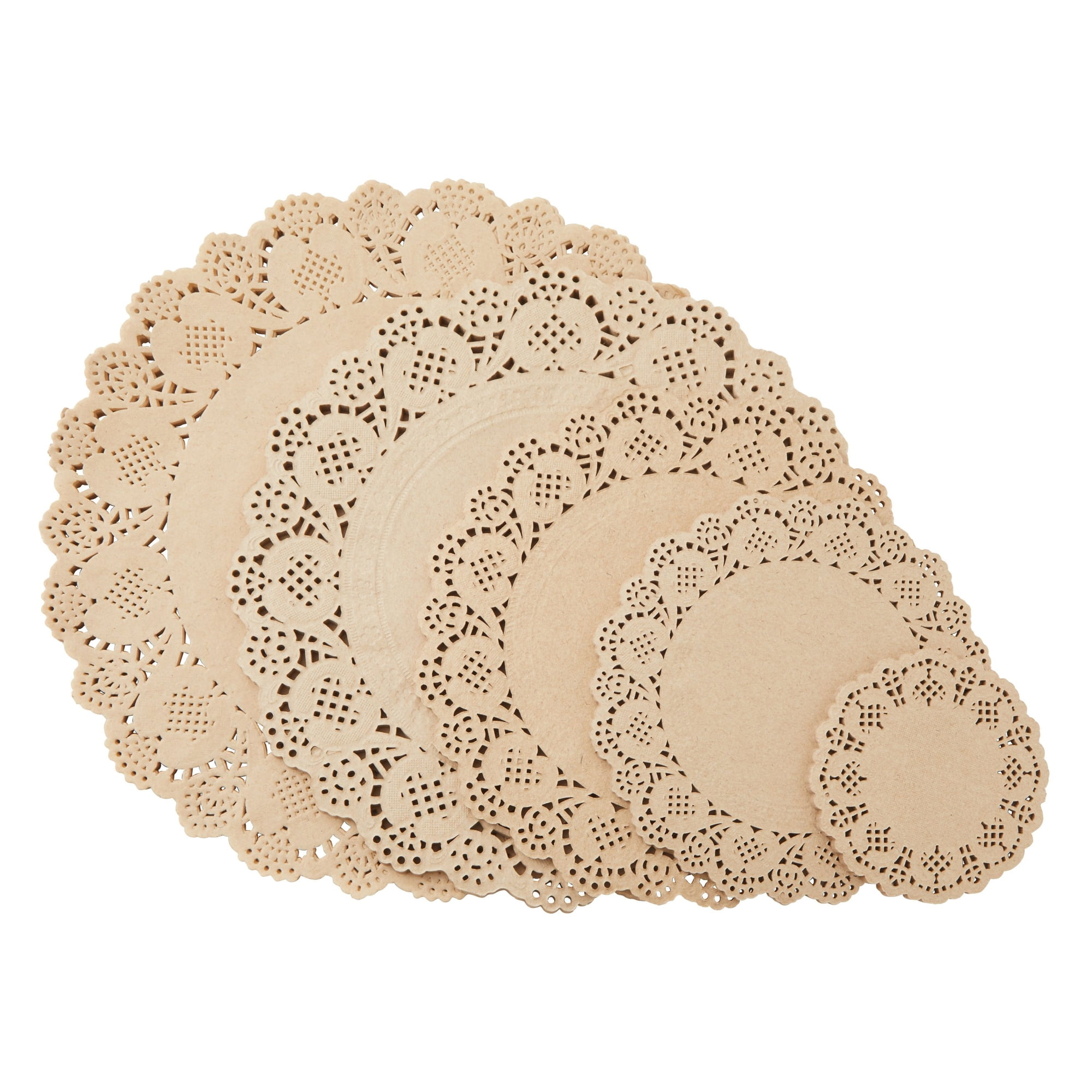 250 Pack Paper Doilies Assorted Sizes for Food & Cake, Round Decorative  Disposable Placemats, Brown (4, 6.5, 8.5, 10.5, and 12 In)