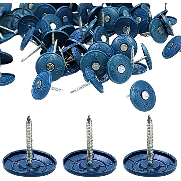 (250 Pack) Round Plastic Cap Nail 1 Inch Roofing Nails Galvanized Tar Paper Nails for House Wrap Fastening Foam Board Roofing Felt Insulation Film