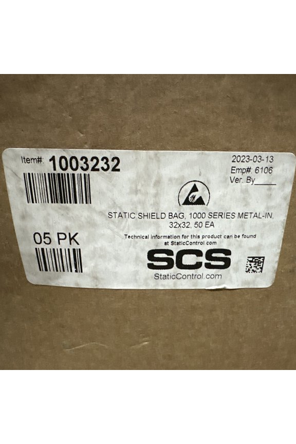 250 Pack of SCS 32" x 32" SCS1000 Metal-In Ziptop Static Shielding Bags 1003232