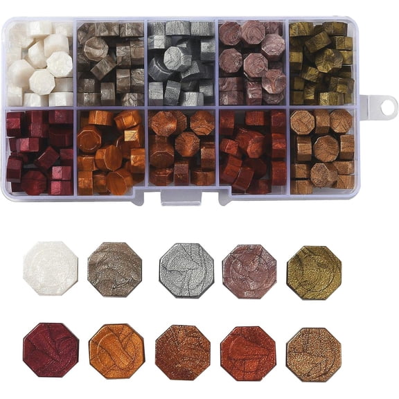 250 Pcs 10 Colors Octagon Shape Sealing Wax Beads Particles Colorful Sealing Wax Beads