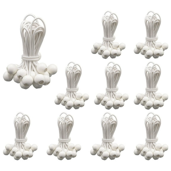 (250 Pcs) 11" White Ball Bungee Cords for Tarp Tie Down - Heavy Duty Canopy Bungee Loop Cords w/Balls for Camping, Shelter, Cargo, Tent Poles (5 MM Thick)