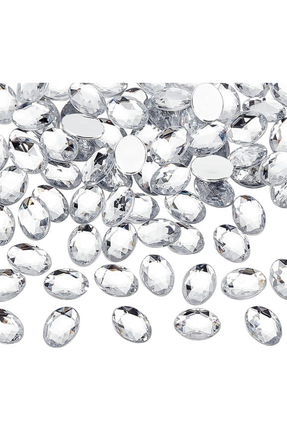 250 Pcs 18x13mm Flat Back Oval Acrylic Rhinestone Gems with Container Clear Oval Crystals Bling Jewels Acrylic Jewels Embelishments for Costume Making Cosplay Jewels Crafts