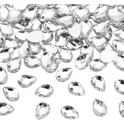 250 Pcs 18x13mm Teardrop Acrylic Rhinestone Gems Clear Jewels Embellishments Crystals Flat Back Acrylic Jewels for Costume Making Cosplay Card Making Embellishments for DIY