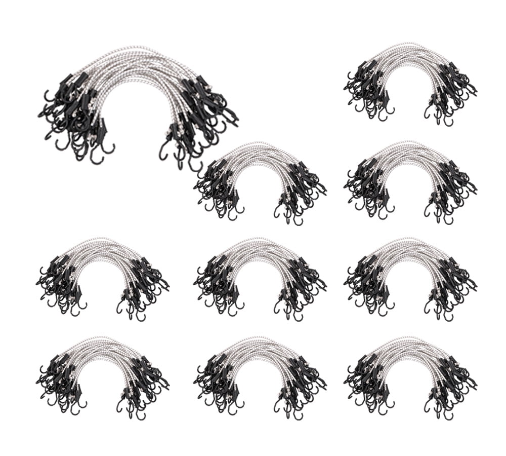 (250 Pcs) 24” Heavy Duty Adjustable Bungee Cords with hook - Polypropylene (PP) Bungee Cords for Outdoor Camping, Household - Extendable upto 36 inches