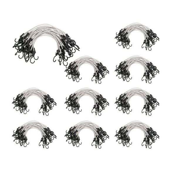 (250 Pcs) 48” Heavy Duty Adjustable Bungee Cords with hook - Polypropylene (PP) Bungee Cords for Outdoor Camping, Household - Extendable upto 72 inches