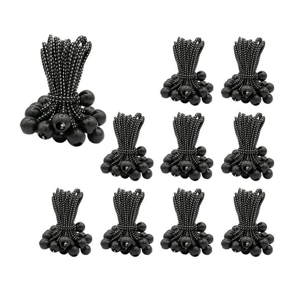 (250 Pcs) 9 Inch Ball Bungee Cords for Tarp Tie Down - Heavy Duty Canopy Bungee Loop Cords w/ Balls for Camping, Shelter, Cargo, Tent Poles (5 MM Thick)