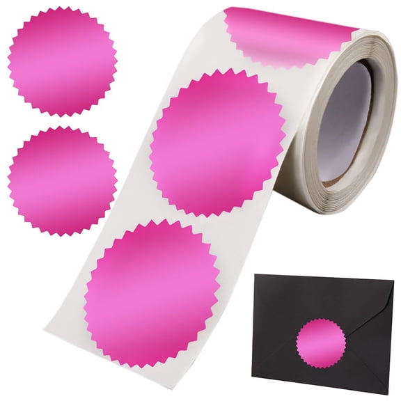 250 Pcs Gold Foil Certificate Seals Stickers, 2" Serrated Edge Embossable Award Labels for Envelopes Crafts, Pink