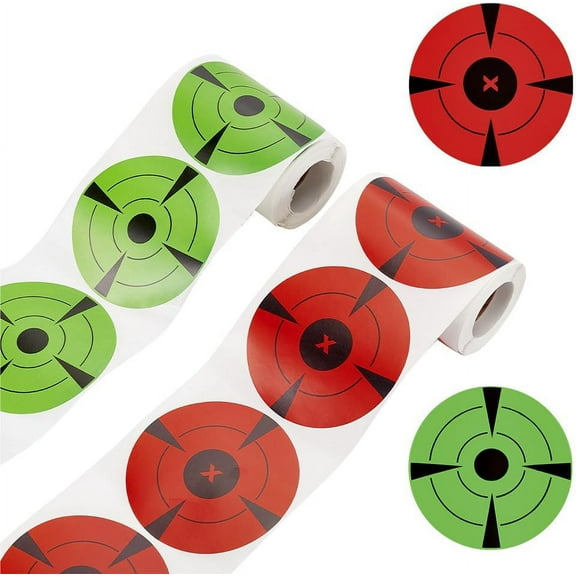 250 Pcs Self Adhesive Shooting Targets 3" Paper Fluorescent Shooting Target Stickers Red & Green Target Sticker Rolls Round Target Pasters Target Dots DIY