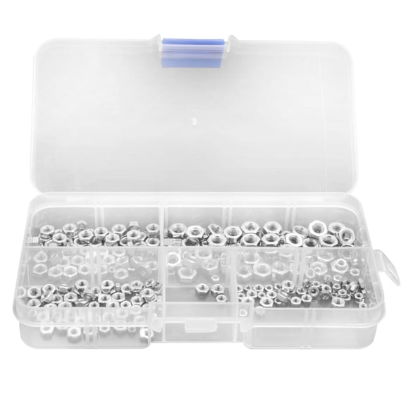 250 Pcs/Set M1.6 M2 M2.5 M3 Carbon Steel Hex Nut Assortment Kit Hexagon Nuts Metric Thread Assortment Kit