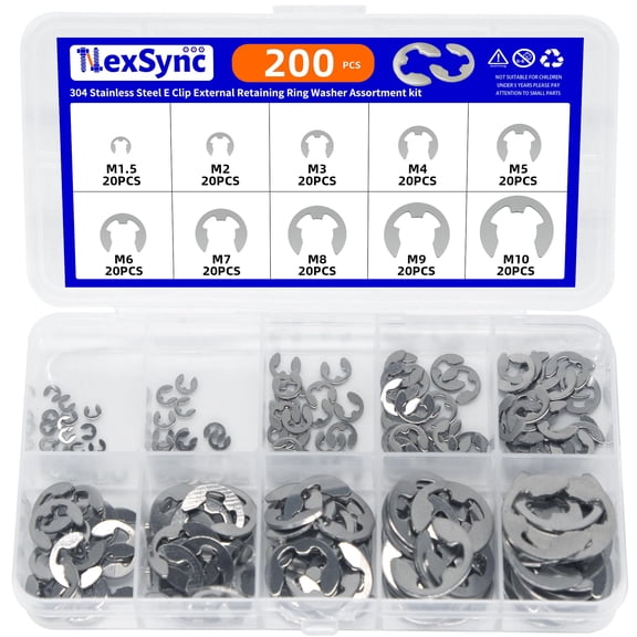 250-Piece C-clip Internal Retaining Rings, Snap Rings Assortment Kit(M8-M20), 1x Spring Tool Pliers with Extra 3 Convertible Jaws