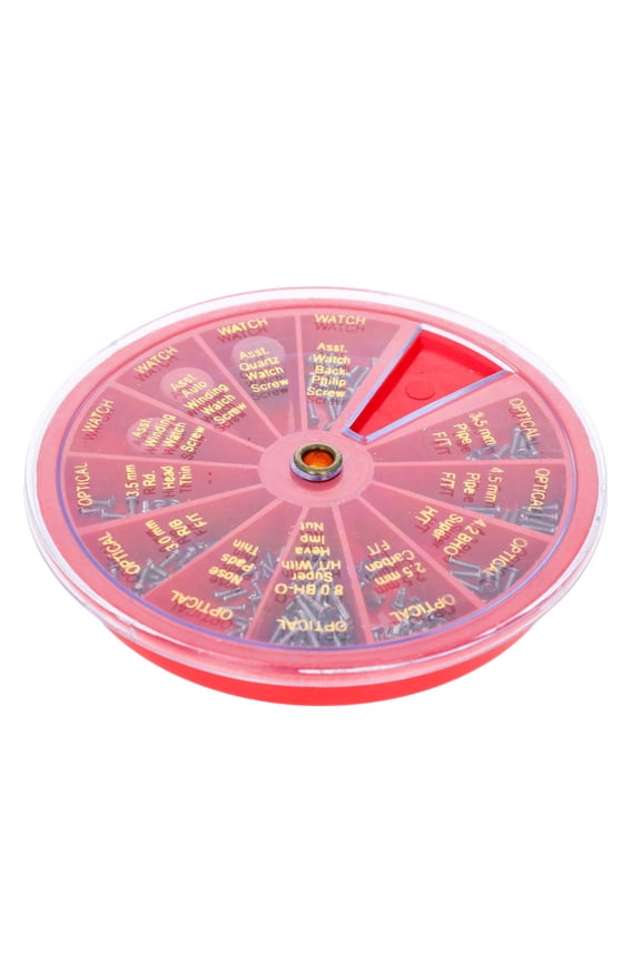250 Piece Universal Eye Glasses And Watch Repair Screw Kit Revolving Organizer
