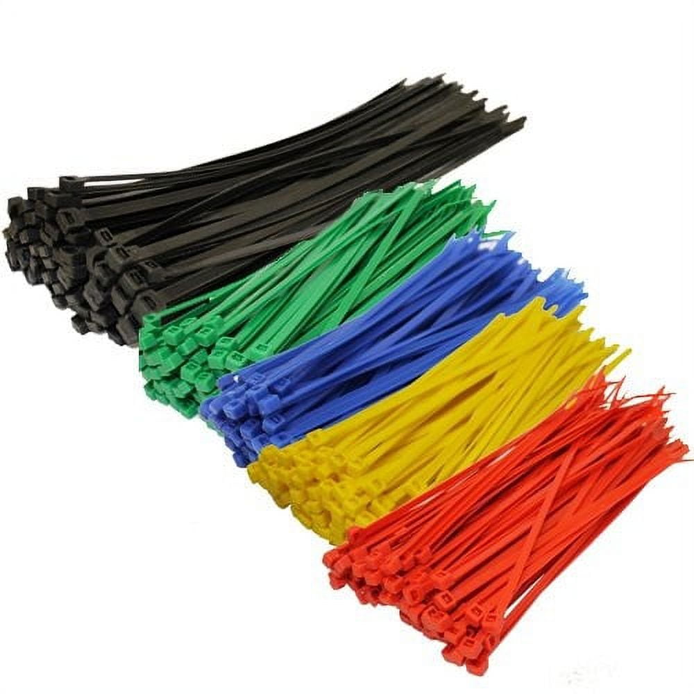 250-Piece Assorted Color Nylon Self-Locking Cable Zip Ties