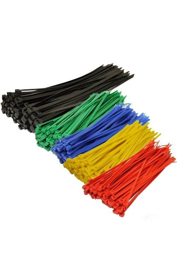 Assorted Color Nylon Cable Zip Ties Self Locking, 250-Piece, 5-color, 2-length